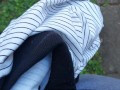Nicoletta gets her yoga pants completely wet in a public park - Extreme pee exposed