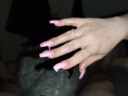  After 3 Days of Abstinence he was allowed to cover my whole long nails with cum *huge cumflow*