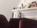 Ebony creamer riding to big dildo 