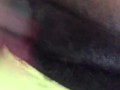 Ebony creamer riding to big dildo 