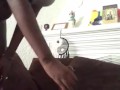 Ebony creamer riding to big dildo 