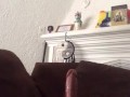 Ebony creamer riding to big dildo 