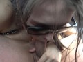 Horny babe gives me Wet and Sloppy Deepthroat Blowjob in a car