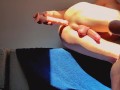 Fit guy fucks his ass with HUGE dildo of his own cock then uses a BIGGER one