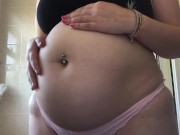 Swollen Belly Girl Super Stuffed Belly