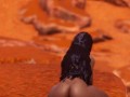 Пышная девушка Мулатка скачет на дилдо в Большом каньоне прилюдно [3D Hentai]