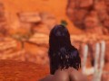 Пышная девушка Мулатка скачет на дилдо в Большом каньоне прилюдно [3D Hentai]