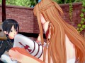 Asuna swallows Kirito's load before riding his face - Sword Art Online Hentai