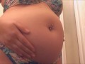 Swollen Belly Girl Stuffed Belly Noises in Bikini