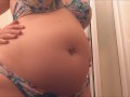 Swollen Belly Girl Stuffed Belly Noises in Bikini