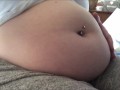 Swollen Belly Girl Stuffed Belly Rubs and Moans