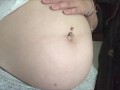 Swollen Belly Girl Stuffed Belly Rubs and Moans