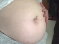 Swollen Belly Girl Stuffed Belly Rubs and Moans