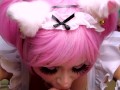 POV ram cosplay waifu gives sloppy blow job and swallows cum HD 