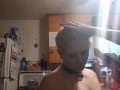 Baldbabey gets a haircut in lingerie