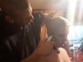 Baldbabey gets a haircut in lingerie