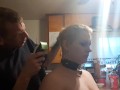 Baldbabey gets a haircut in lingerie