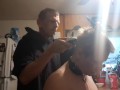 Baldbabey gets a haircut in lingerie