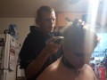 Baldbabey gets a haircut in lingerie