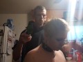 Baldbabey gets a haircut in lingerie