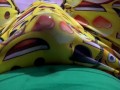 Footjob in pants made him cum through underwear