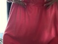 Pulled my dress up and watched myself in the mirror while fingering my tight pussy to orgasm