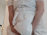 Live doll in a new dress masturbates and cums in the fitting room