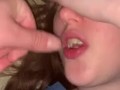 Look at all the cum in my mouth while I cum thinking about girls!