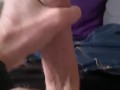 Big cock straight guy masturbates on the sofa until cumshot PART 1 