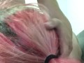 Huge Cumshot on Pink Hair Emo Scene Slut