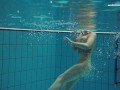 Big tits brunette babe Dashka swimming underwater