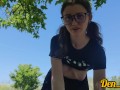 CUTE GIRL IN GLASSES AND SKIRT DOES BLOWJOB AND ANAL SEX TO GET A CUM ON FACE