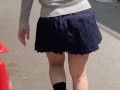 制服でパンチラ散歩。 short walk in school uniform at Japan.