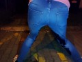 Wetting my jeans on parking place at night(loud hissing sound)