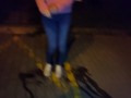 Wetting my jeans on parking place at night(loud hissing sound)