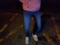 Wetting my jeans on parking place at night(loud hissing sound)