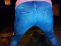 Wetting my jeans on parking place at night(loud hissing sound)