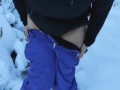 Real Amateur Desperate Peeing In Public. Could Not Endure Home, Pissing In Snow