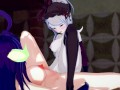 Shalltear and Albedo trib until they both orgasm (Overlord Lesbian Hentai)