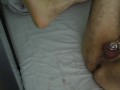 cum in chastity with anal plug and wand stimulation