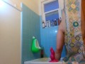 Laughing Slutty COCK TEASE shower Cellulite Booty Hairy Camgirl PAWG Bathtub Bathroom Bend Over