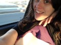 PinkMoonLust Public Flashes Tiniest Tits Small A Cup Breast Cute Pink Nipple Passenger Seat Car Ride