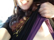 PinkMoonLust Public Flashes Tiniest Tits Small A Cup Breast Cute Pink Nipple Passenger Seat Car Ride