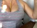 At the desk showing armpits - glimpseofme