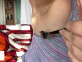 At the desk showing armpits - glimpseofme