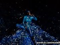 Heavy rubber goddess with big tits in transparent blue latex catsuit and mask masturbates - part 3