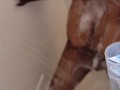 Ebony MILF on while showering 