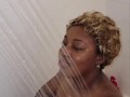 Ebony MILF on while showering 