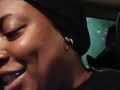 Ebony MILF rips leggings and plays with pussy in public parking lot