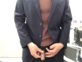 【4K 必見】ジャケット姿で出先の多目的トイレでおしっこ！